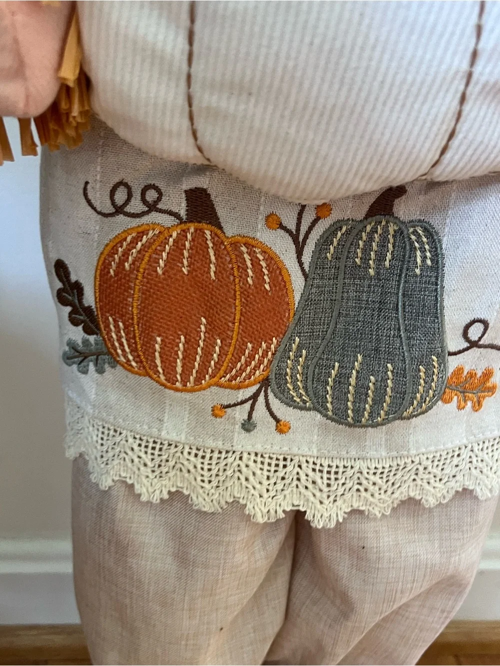 Fall Harvest Scarecrow girl Decor - Beige & Orange